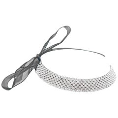 BOON Soft Wide Lattice Diamond Bracelet / Choker Necklace 18K White Gold