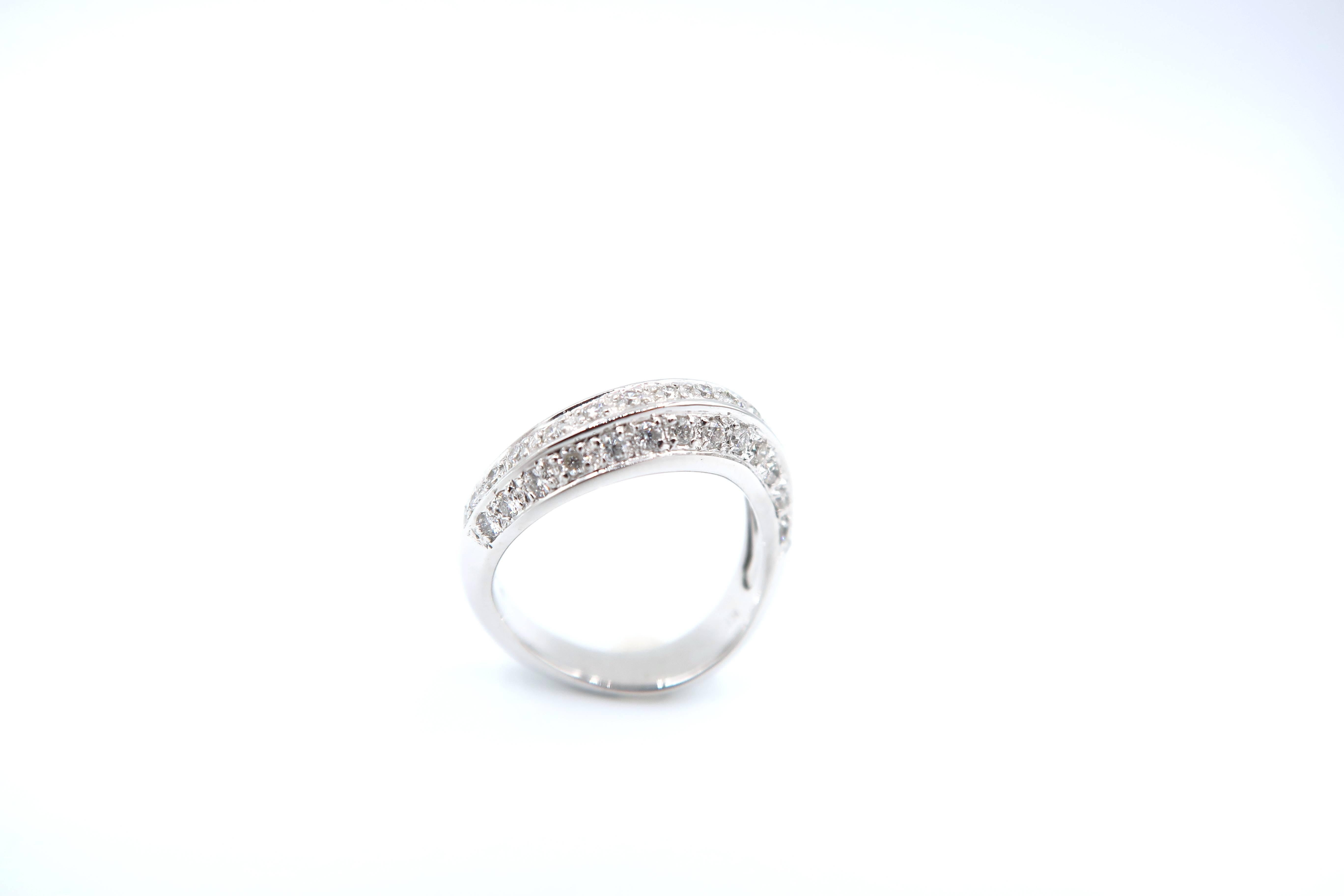 Women's Boon Wavy White Diamond White Gold Band Ring For Sale