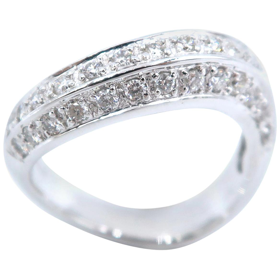 Boon Wavy White Diamond White Gold Band Ring For Sale