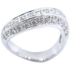 Boon Wavy White Diamond White Gold Band Ring