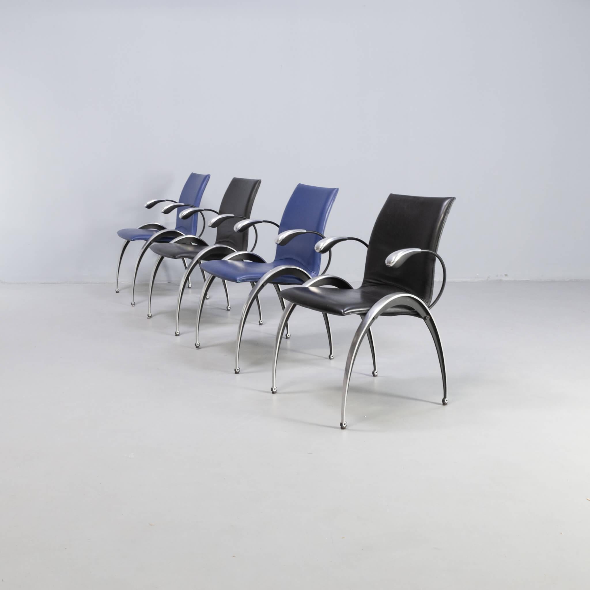 Post-Modern Boonzaaijer & Mazairac ‘totus sm10’ dining chairs for Hennie de Jong set/4