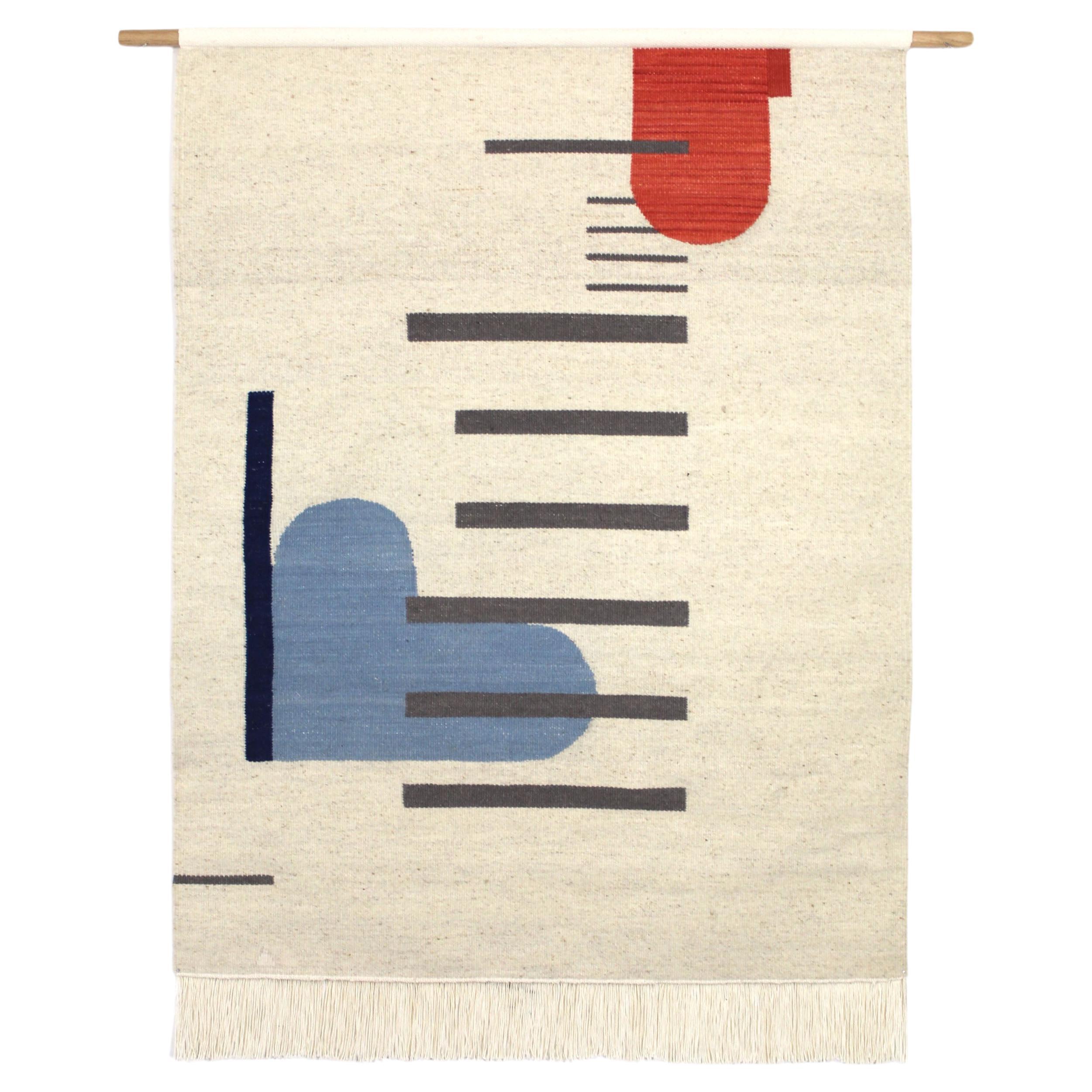 Boos Wool Tapestry, Contemporary Wall Hanging, Naturally Dyed and Handwoven For Sale