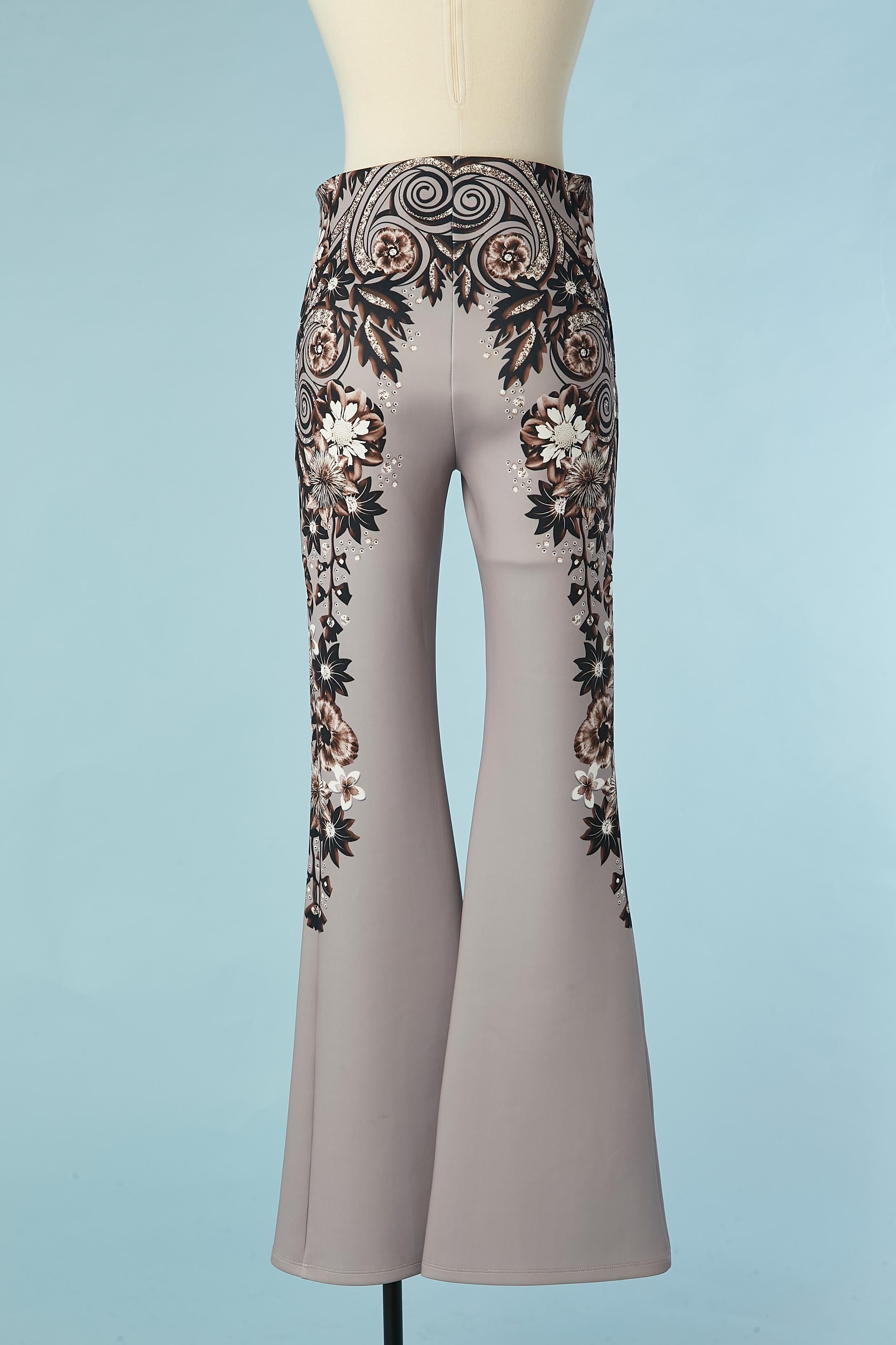 boot-cut grey and printed trouser Gai Mattiolo Love to Love  For Sale 1