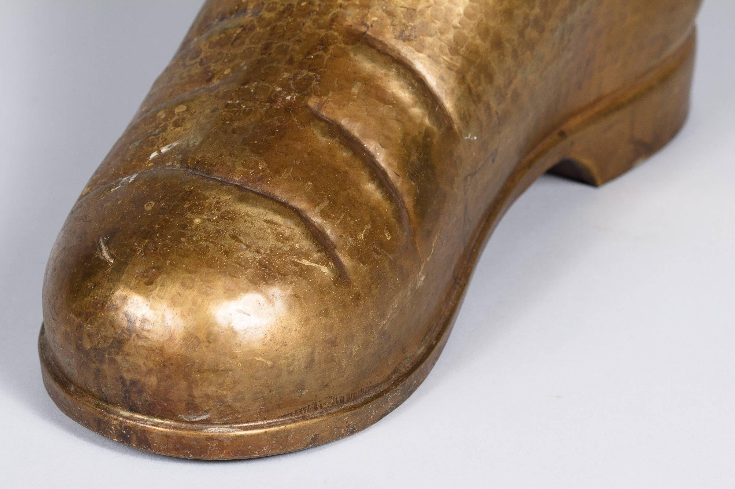 Boot Shaped Brass Umbrella Holder, France, Early 1900s 6