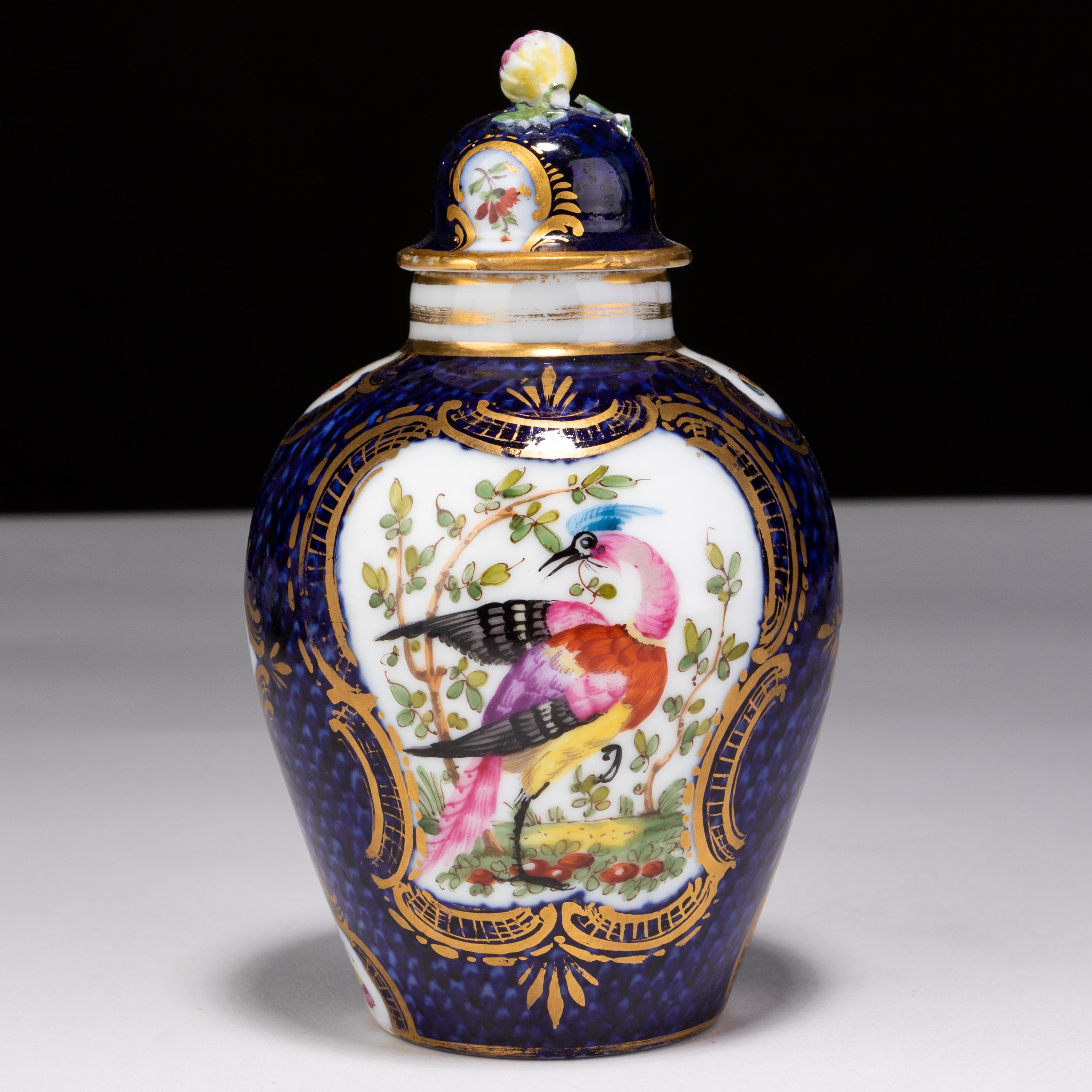 Hand-Painted Booths Asiatic Pheasant Cobalt English Porcelain Lidded Vase 19th Century  For Sale