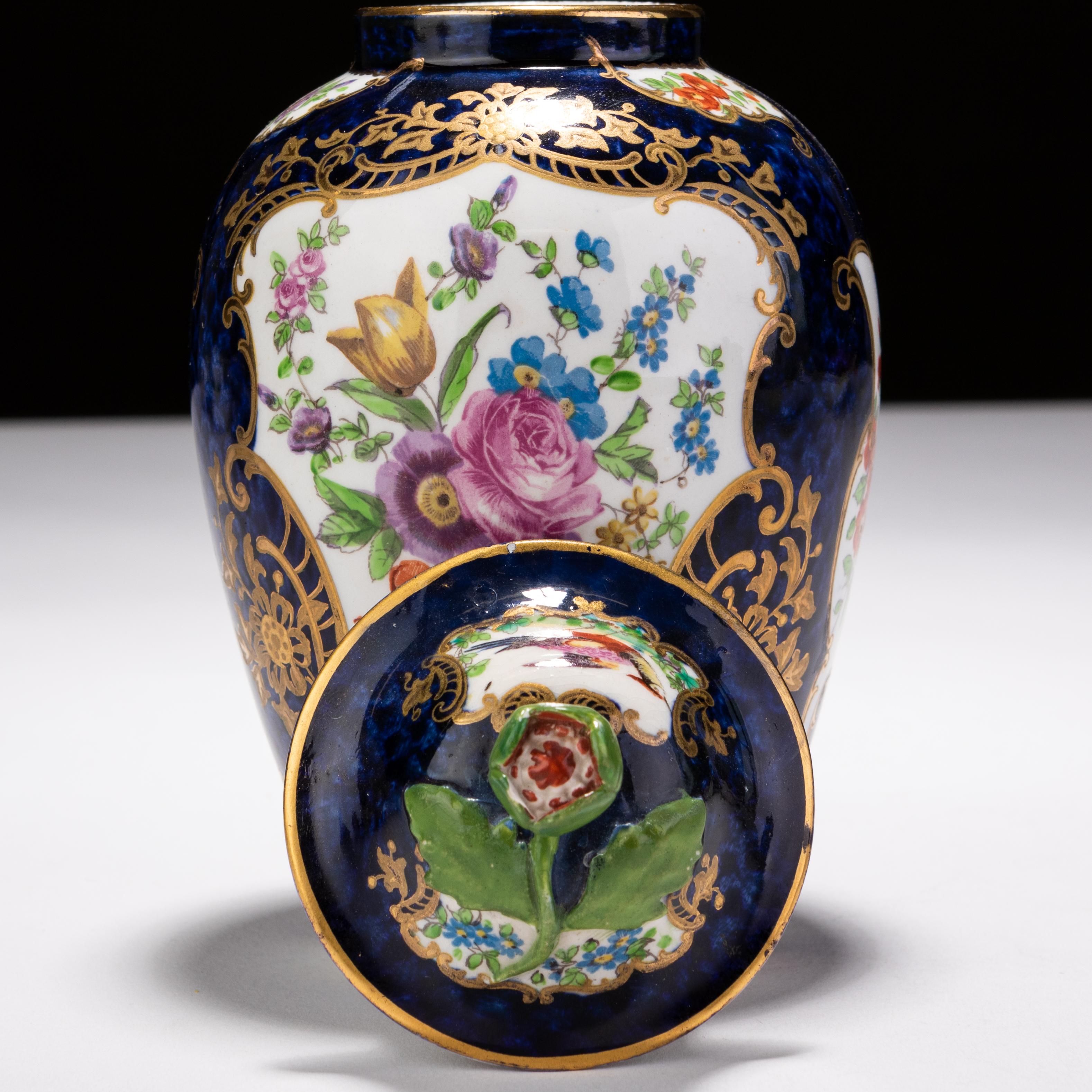 Booths Asiatic Pheasant Cobalt English Porcelain Lidded Vase 19th Century  1
