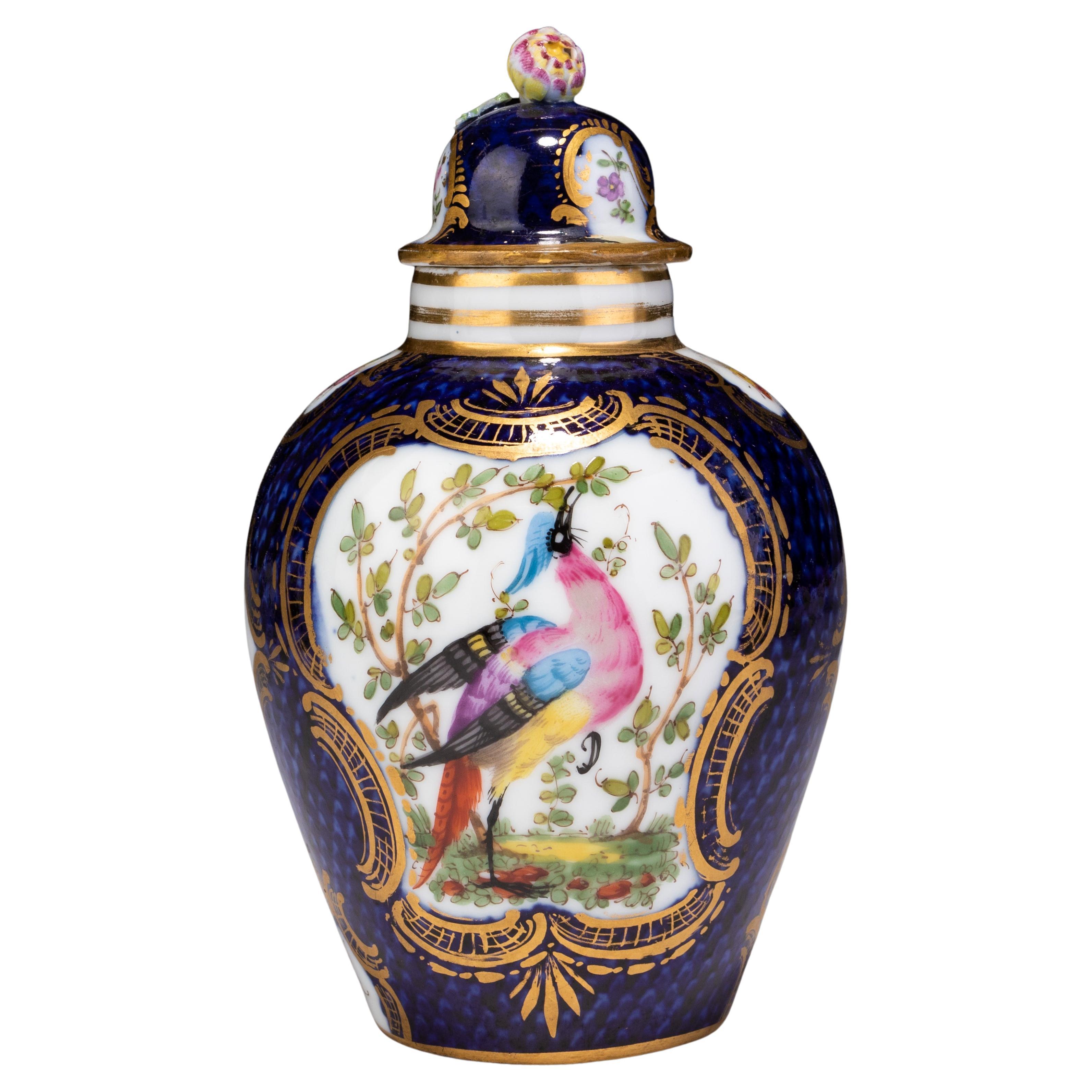 Booths Asiatic Pheasant Cobalt English Porcelain Lidded Vase 19th Century  For Sale
