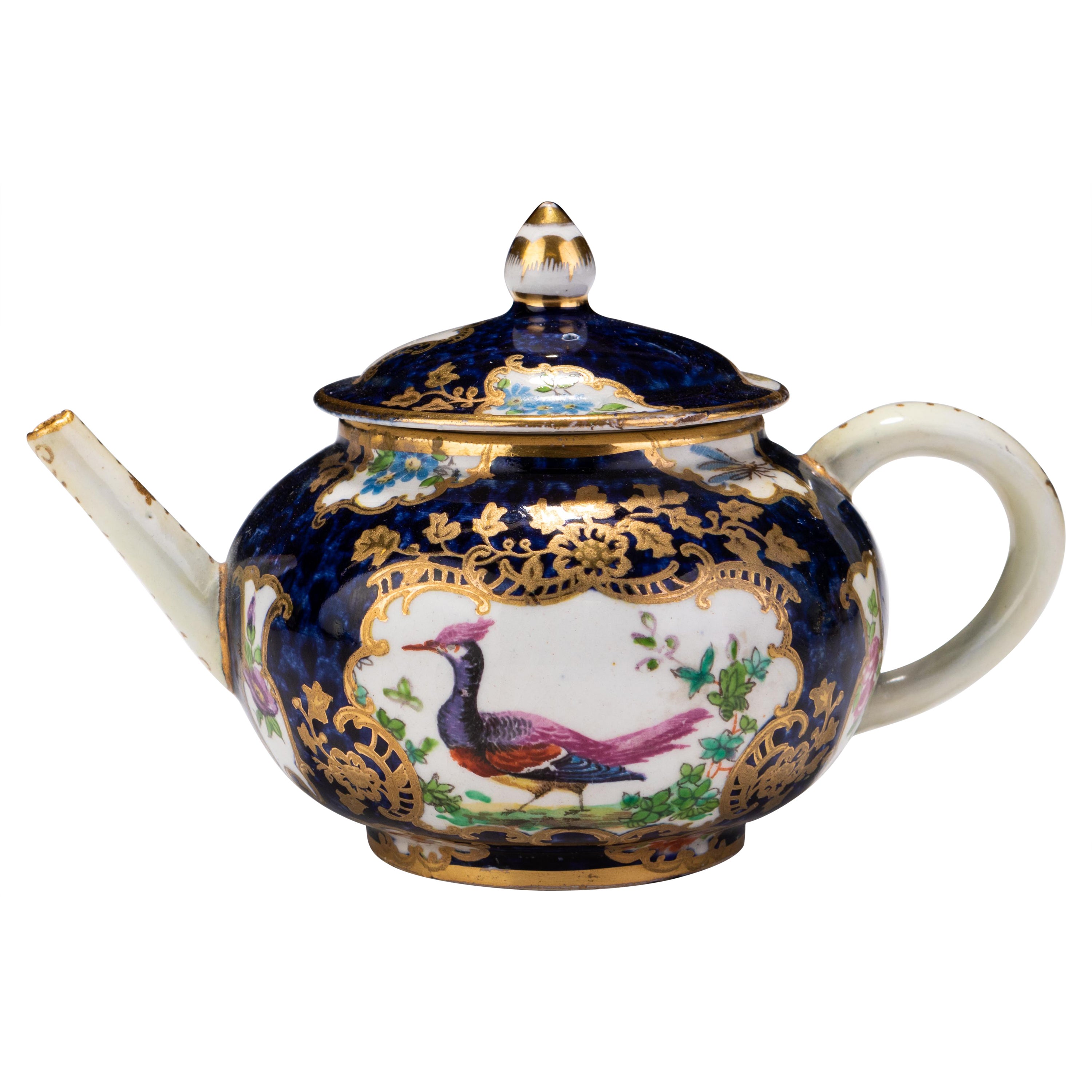 Booths Asiatic Pheasant Cobalt English Porcelain Teapot 19th Century