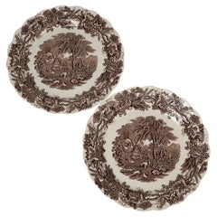 Booths "British Scenery" Brown Transferware Plates – Set of Two