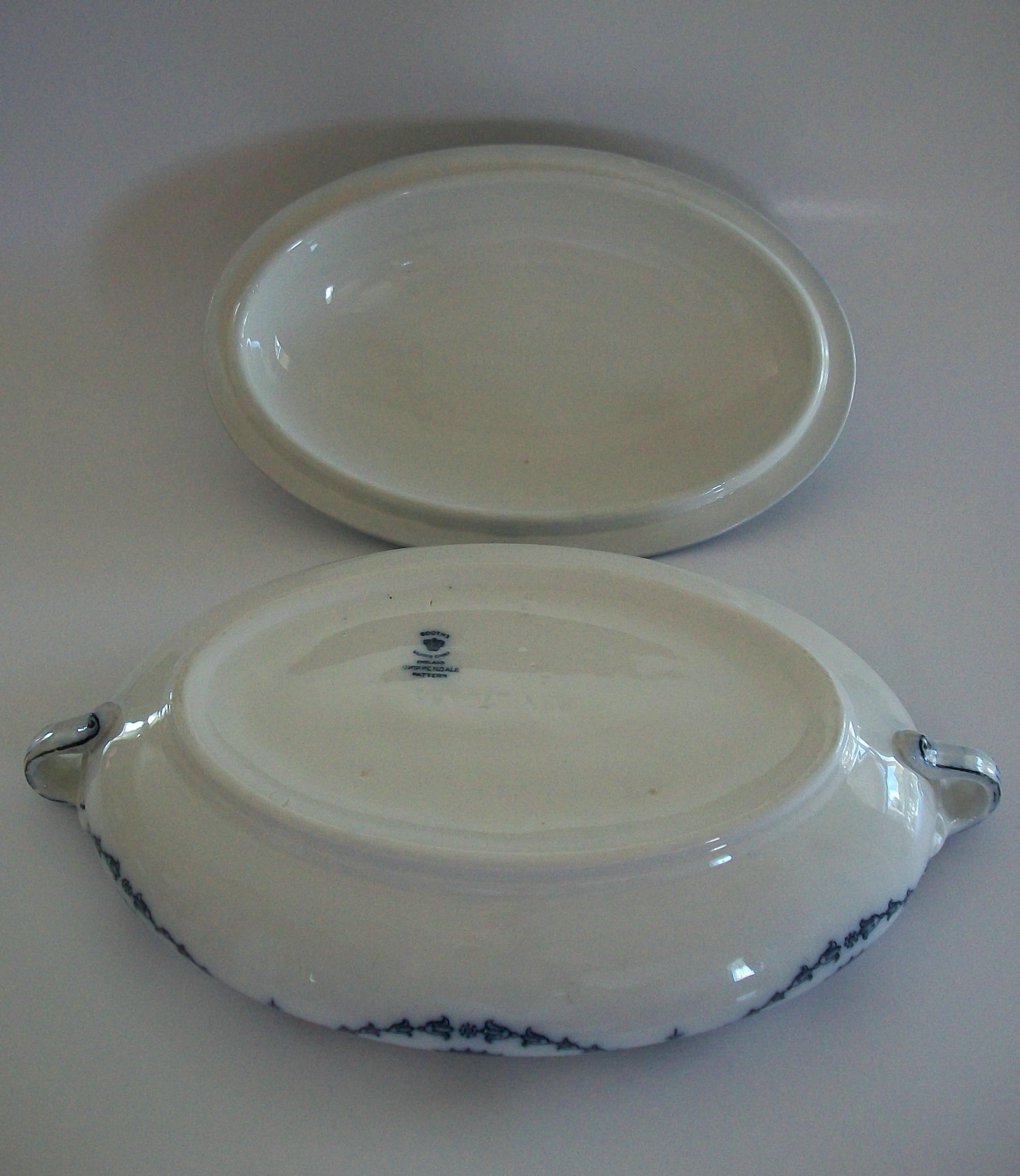 BOOTHS - Modello Chippendale - Antico piatto da portata blu - K.K. - C. 1906 in vendita 3