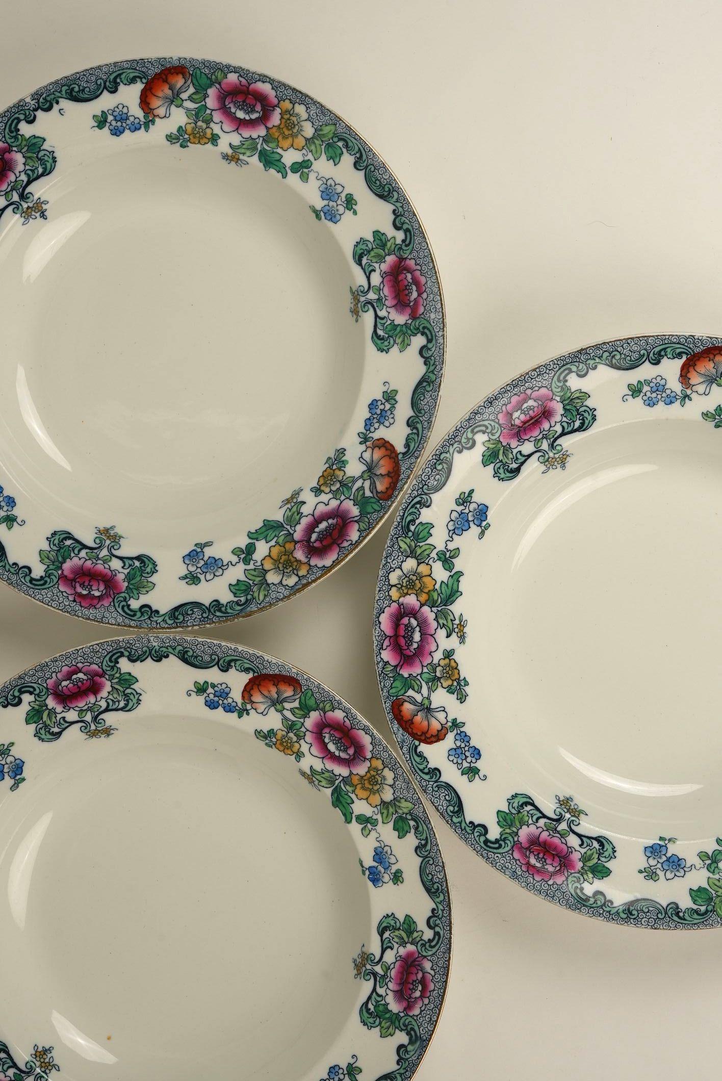 Earthenware Booths 'Nankin' Floral Bowls – Whieldon Ware  Set of 3 For Sale