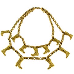 Vintage Boots Necklace Pendant in 18 Karat Gold