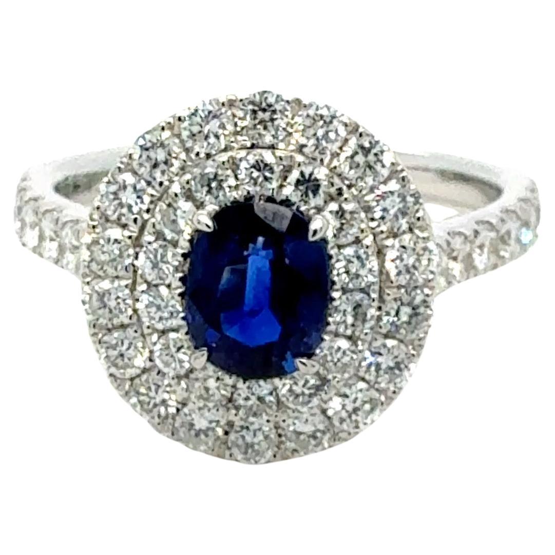 Bora and Co Bague en or blanc 18 carats et diamants naturels avec saphir de 1ct