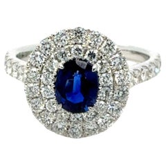 Bora and Co Bague en or blanc 18 carats et diamants naturels avec saphir de 1ct