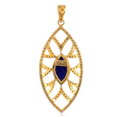 Lapis Diamond Bora Bora Marquise Pendant Necklace