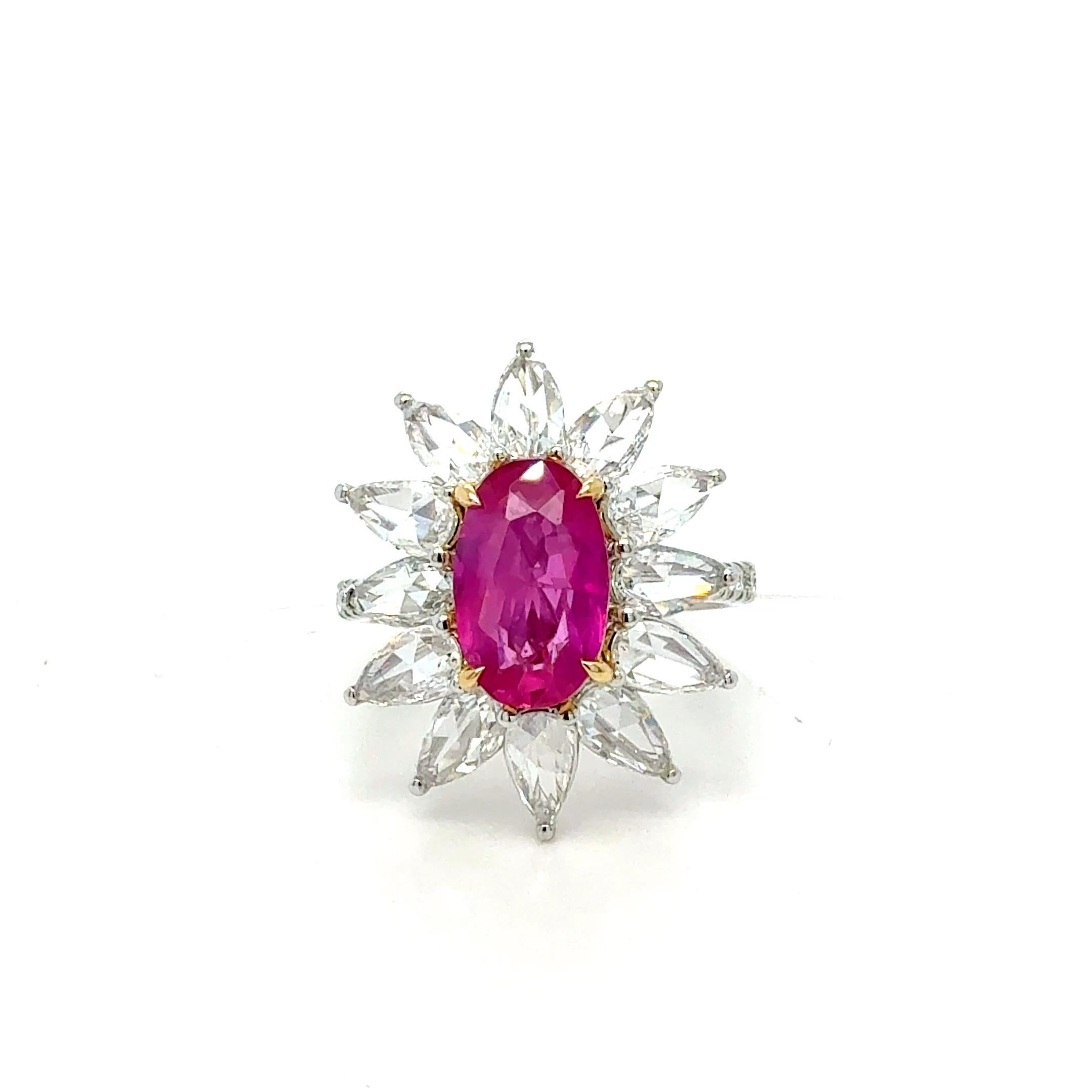 Bora & Co GIA Certified 2.36ct Burma Ruby No-Heat & Rose-Cut Diamond Ring

Véritable rareté dans le monde de la joaillerie, cette bague Bora & Co est ornée d'un rubis de Birmanie de 2,36 carats, certifié par la GIA et non chauffé, célèbre pour sa