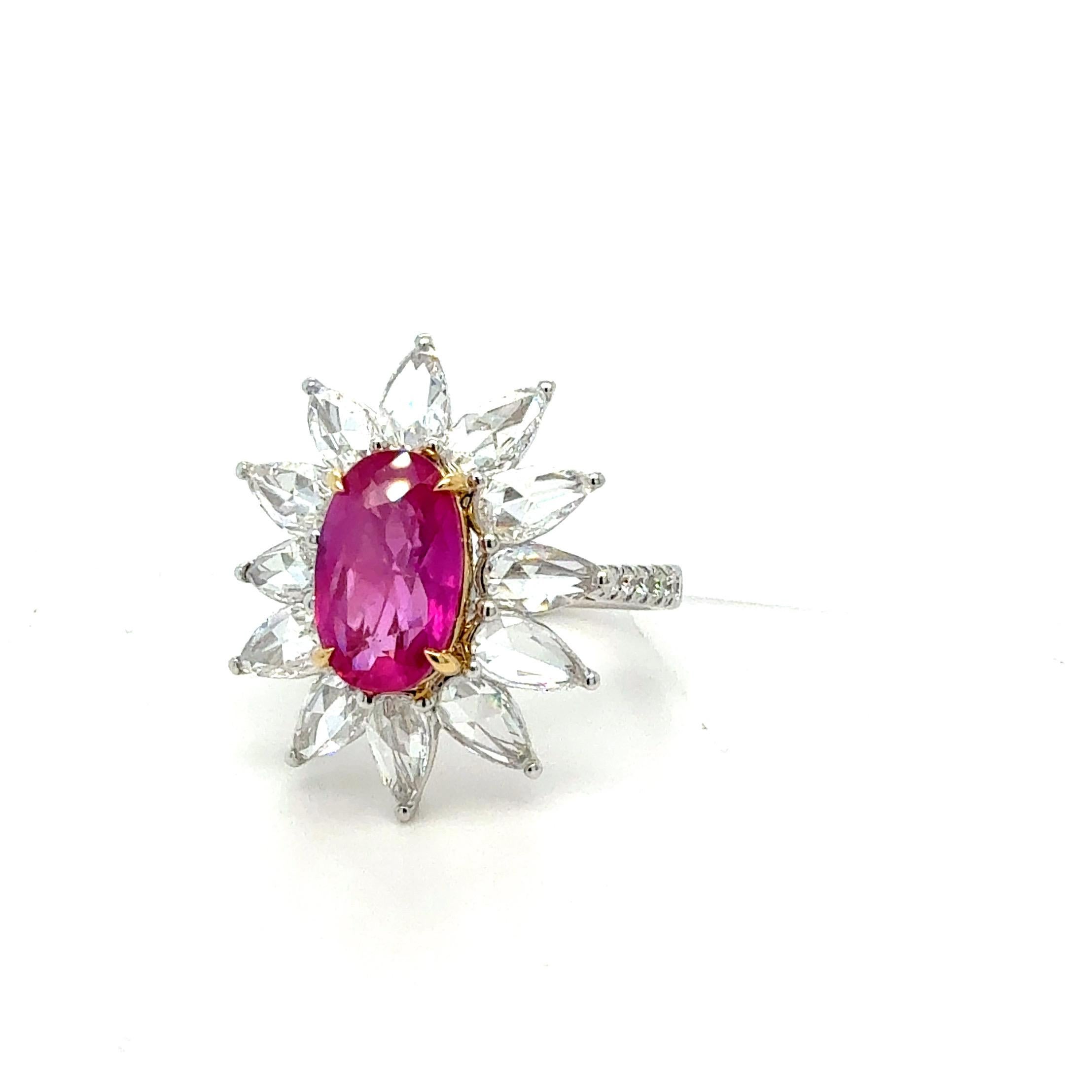 Bora & Co 2.36ct Burma No Heat Ruby avec diamants naturels taille rose Neuf - En vente à New York, NY