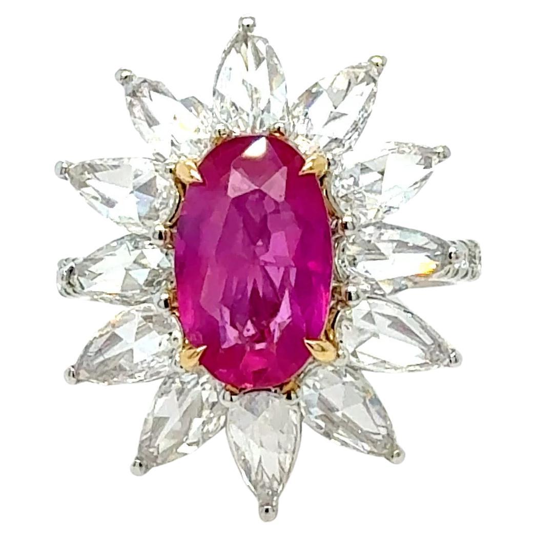 Bora
Co 2.36ct Burma No Heat Ruby avec diamants naturels taille rose