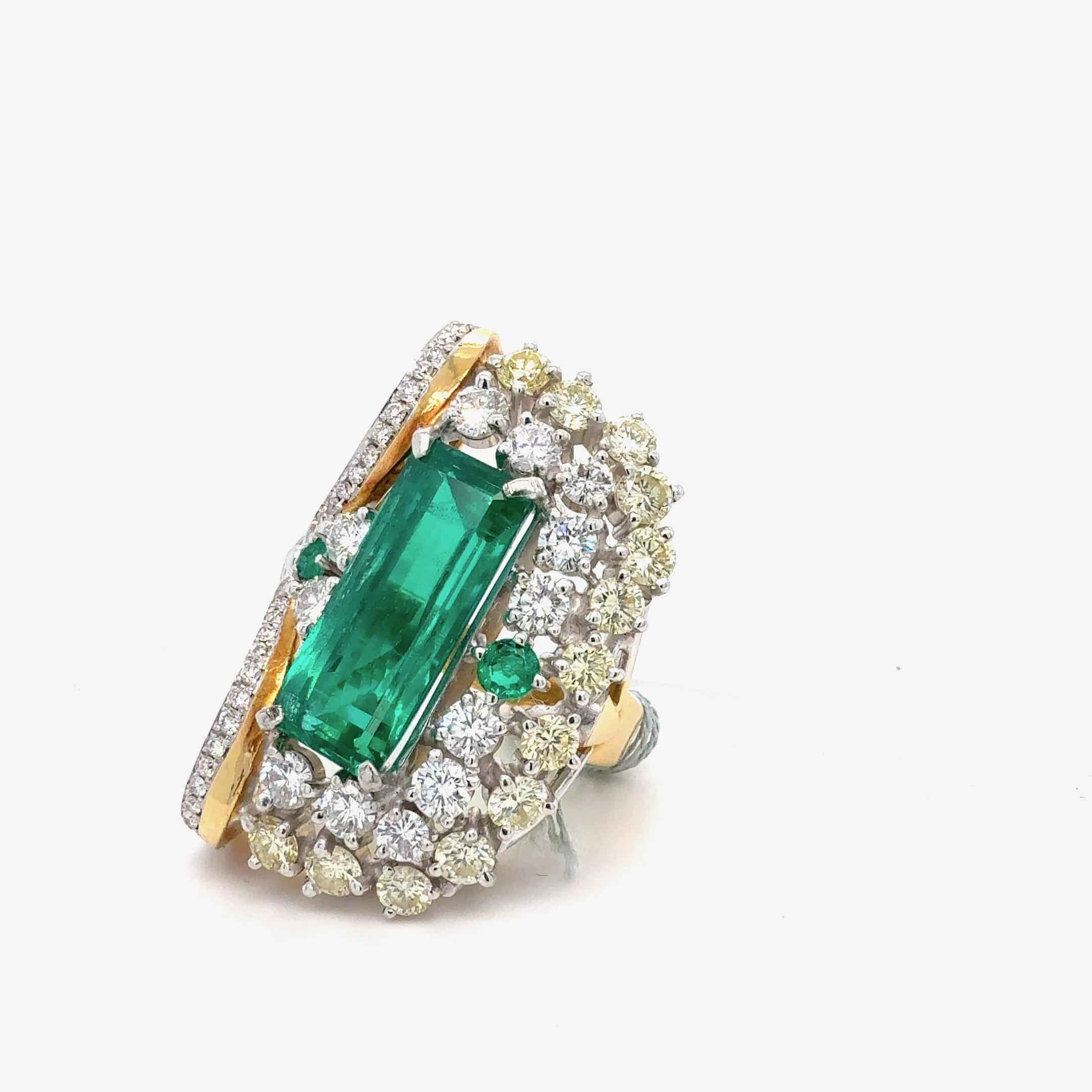 Taille émeraude Bora & Co Bague émeraude colombienne et diamant de 8,23ct (certifiée GRS/GIA) en vente