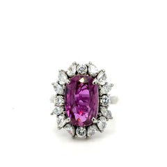 Bora & Co Bague en platine certifiée CGL 7,03 saphir rose et diamant