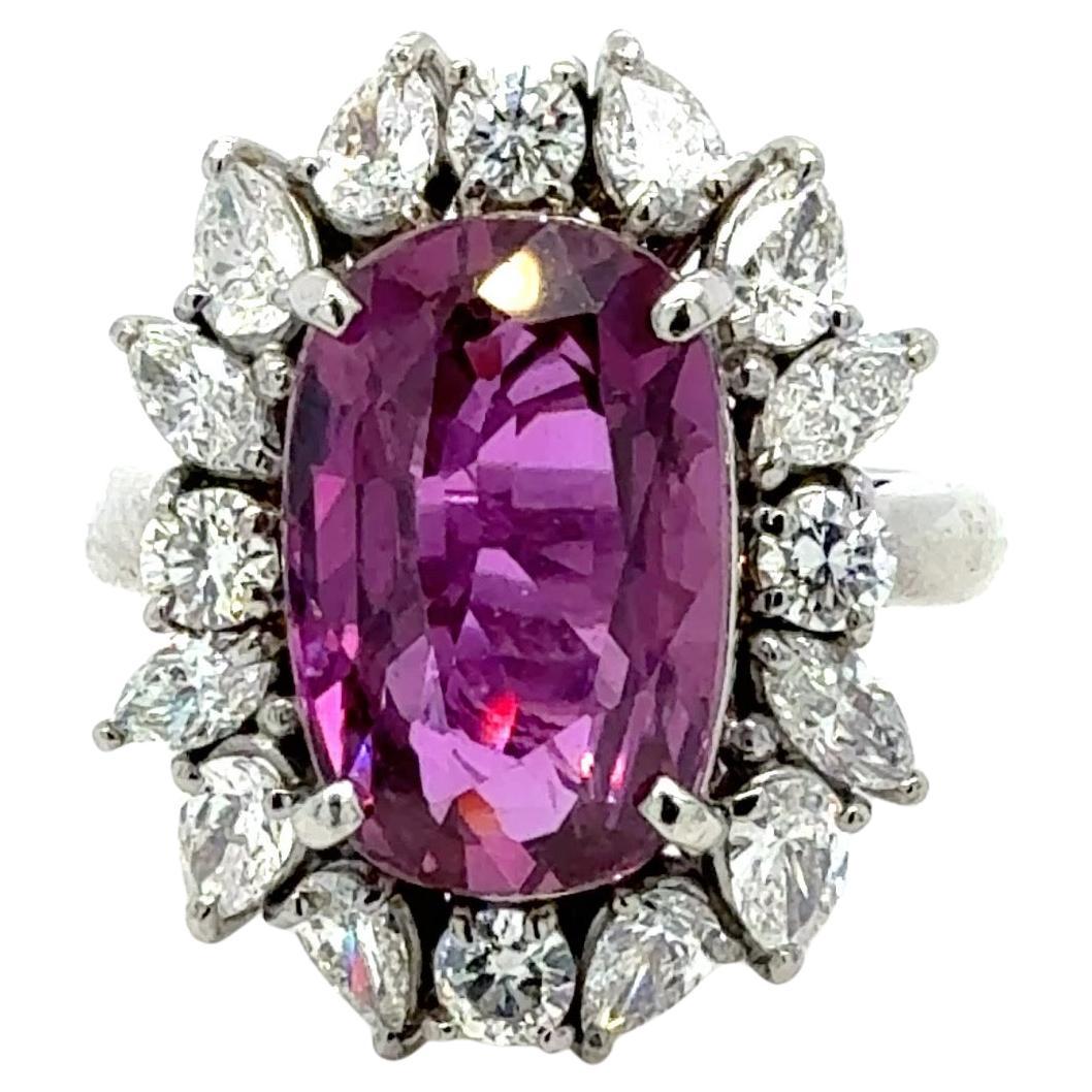 Bora
Co Bague en platine certifiée CGL 7,03 saphir rose et diamant