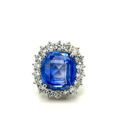 Bora & Co GIA 21.25ct Sri Lanka Blue Sapphire and Diamond Platinum Ring