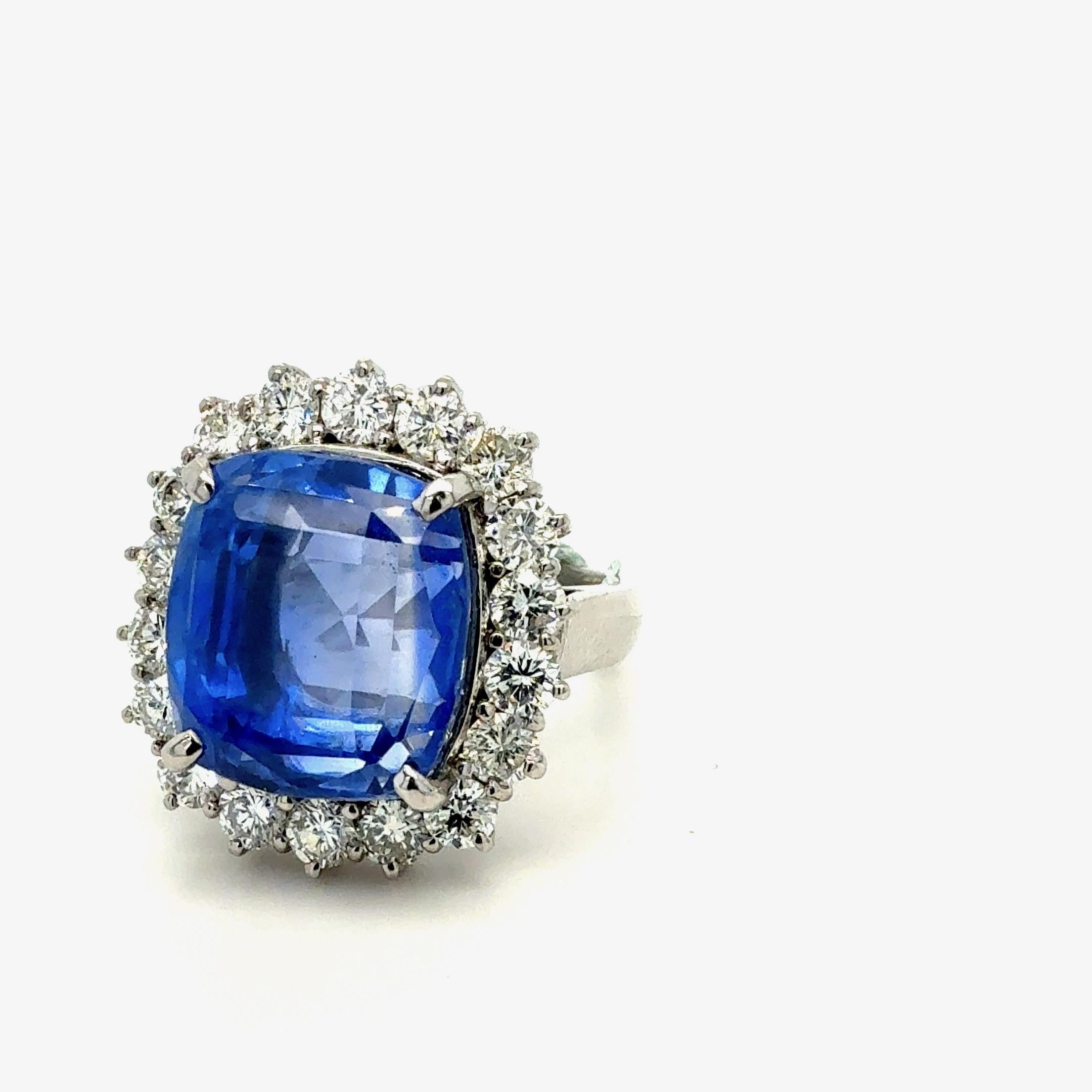 Bora & Co GIA Anillo de platino con zafiro azul y diamantes de Sri Lanka de 21,25 ct en Nuevo estado para la venta en New York, NY