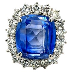Bora
Co GIA 21,25ct Sri Lanka Blauer Saphir und Diamant Platin Ring