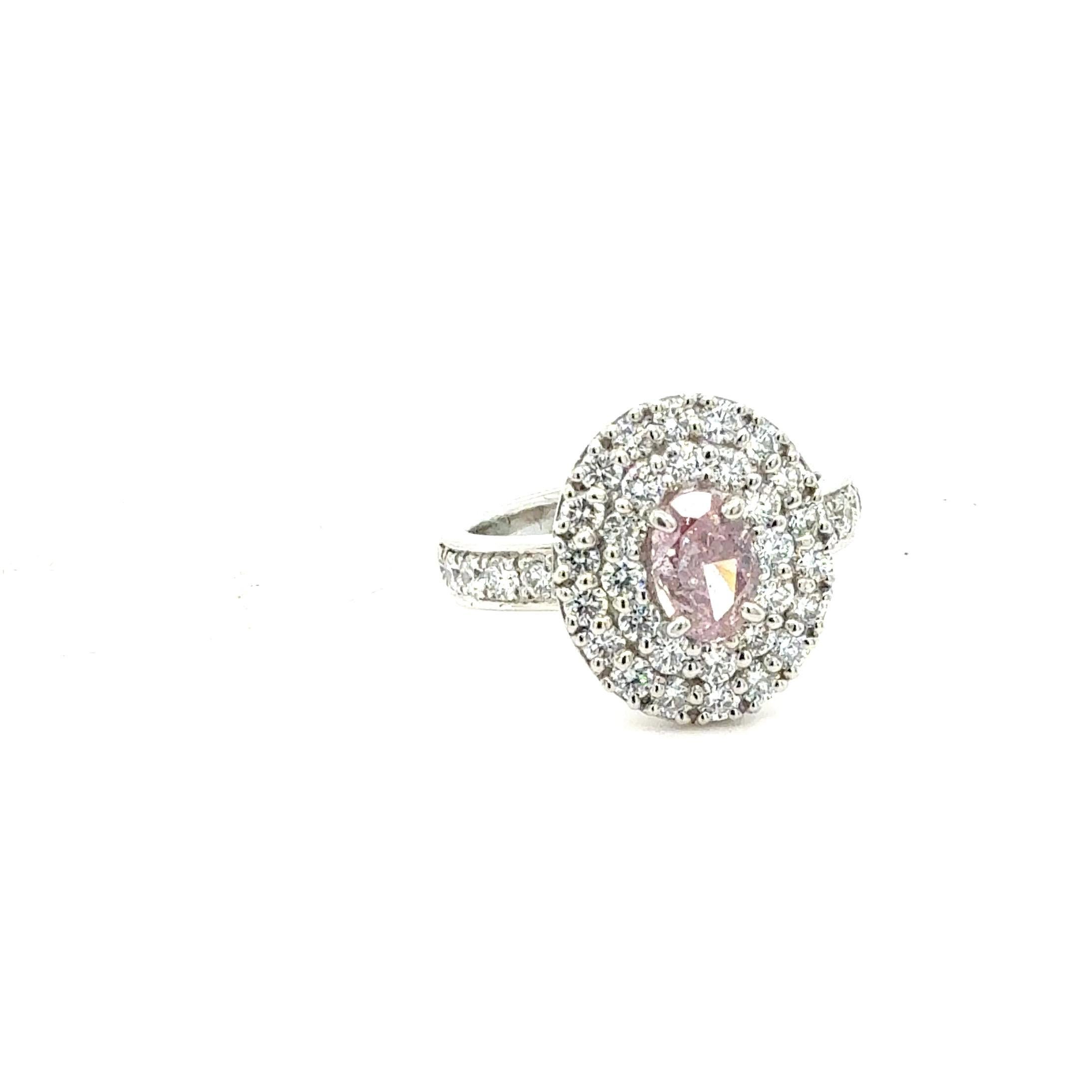Taille ovale Bora & Co GIA Certified 0.71ct Fancy Intense Purplish Pink & Diamond Ring en vente