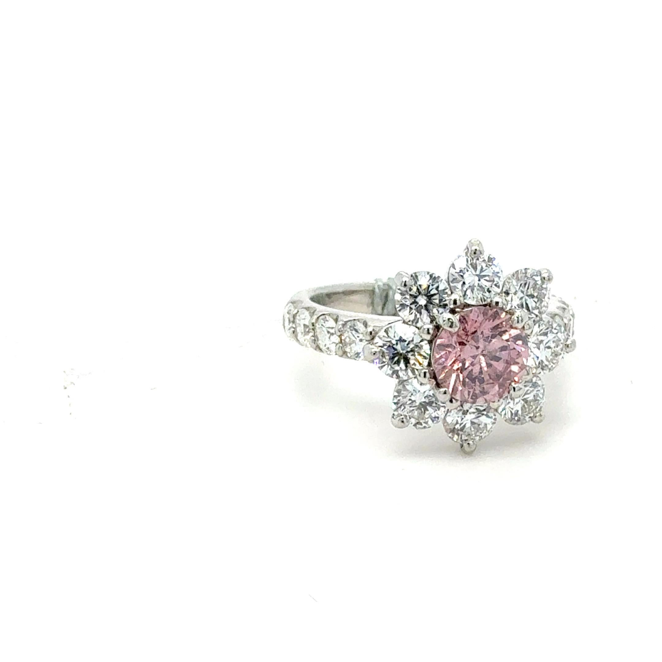 Taille ronde Bora & Co Bague en diamant certifié GIA de 0,83ct rose intense et naturel en vente