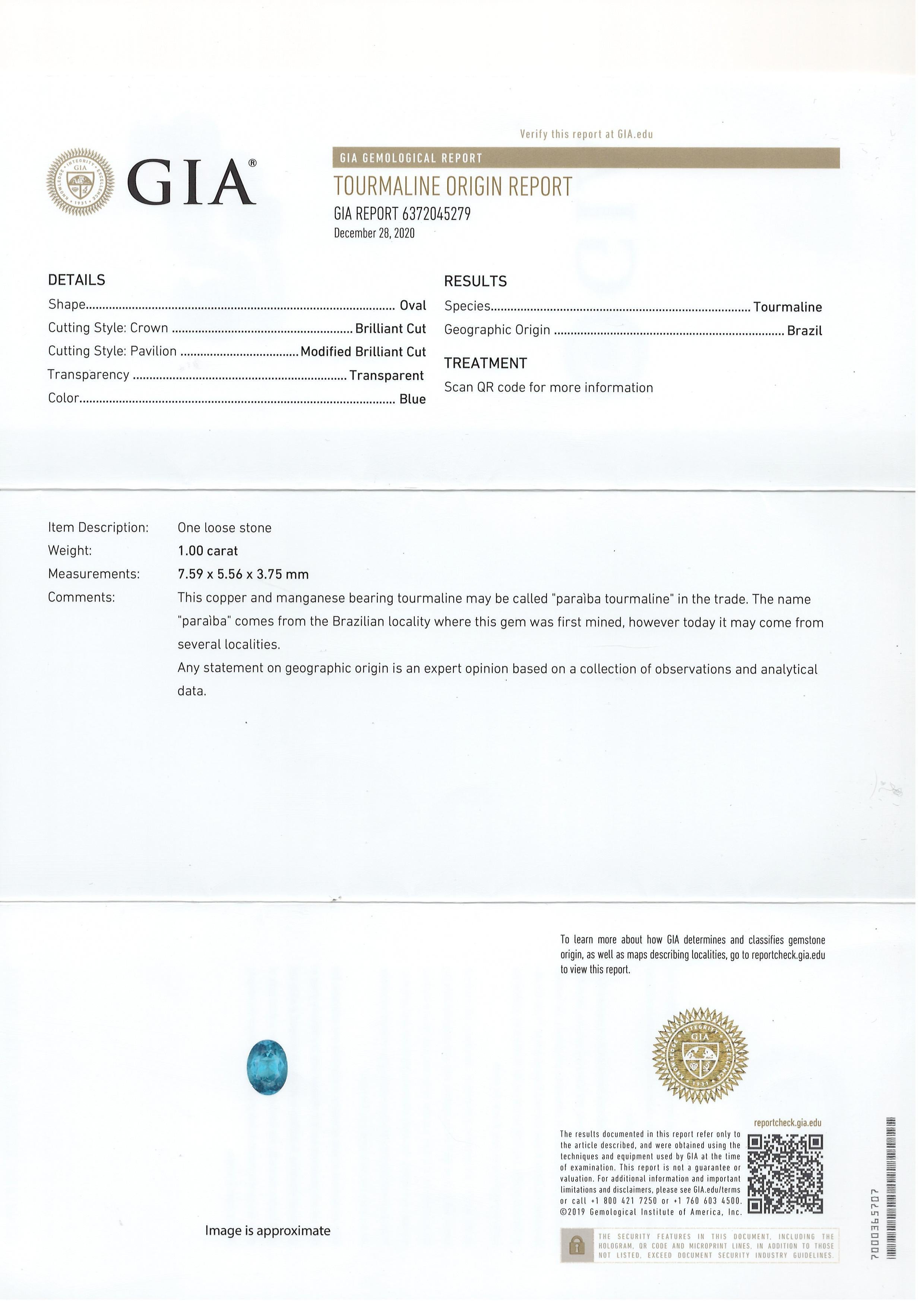 Bora & Co GIA zertifiziert 1,00ct brasilianischen Paraiba Turmalin & Diamant-Ring für Damen oder Herren im Angebot