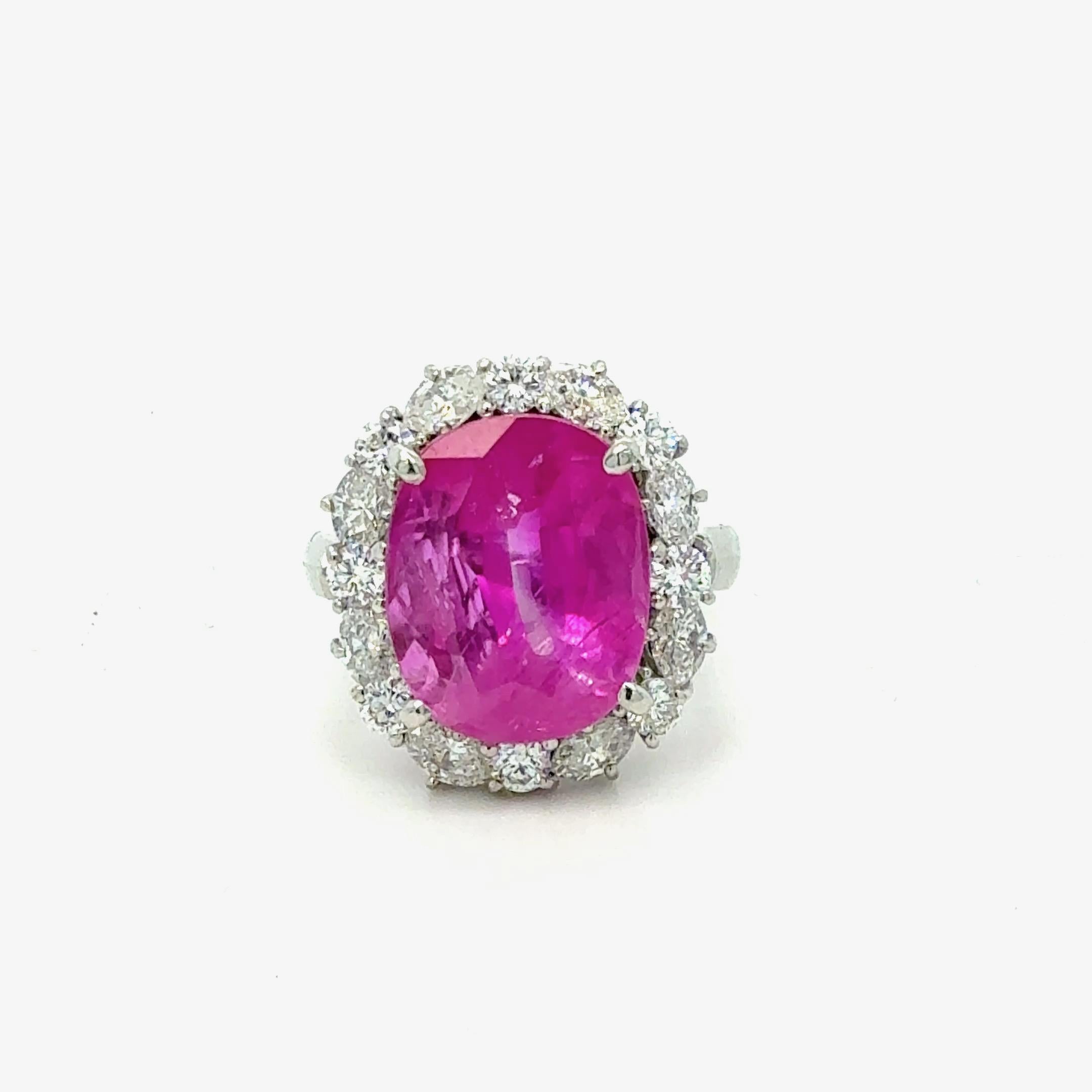 Bora & Co Bague en platine certifiée GIA 10.10ct Pink Sapphire & Diamond Neuf - En vente à New York, NY
