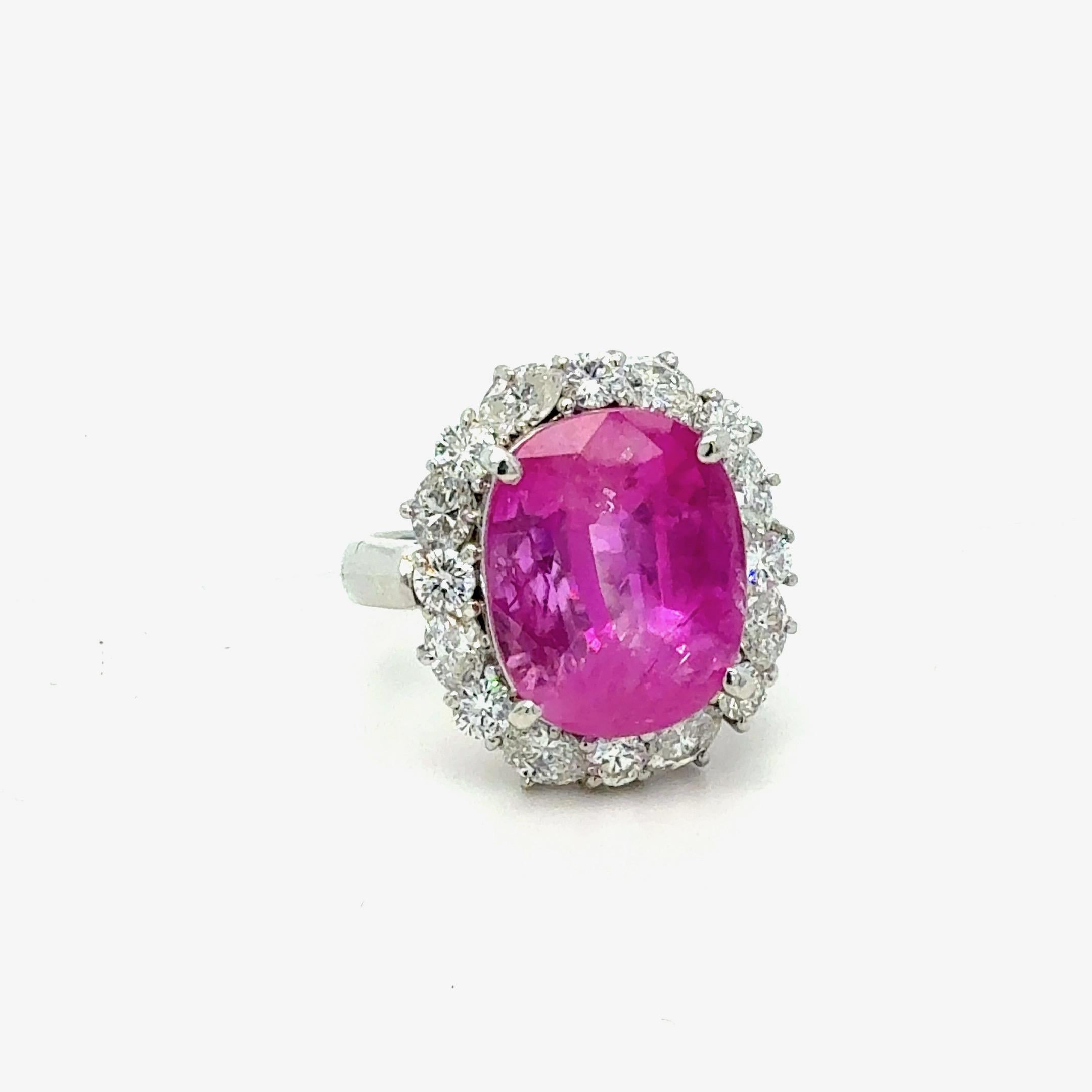 Bora & Co Bague en platine certifiée GIA 10.10ct Pink Sapphire & Diamond Unisexe en vente