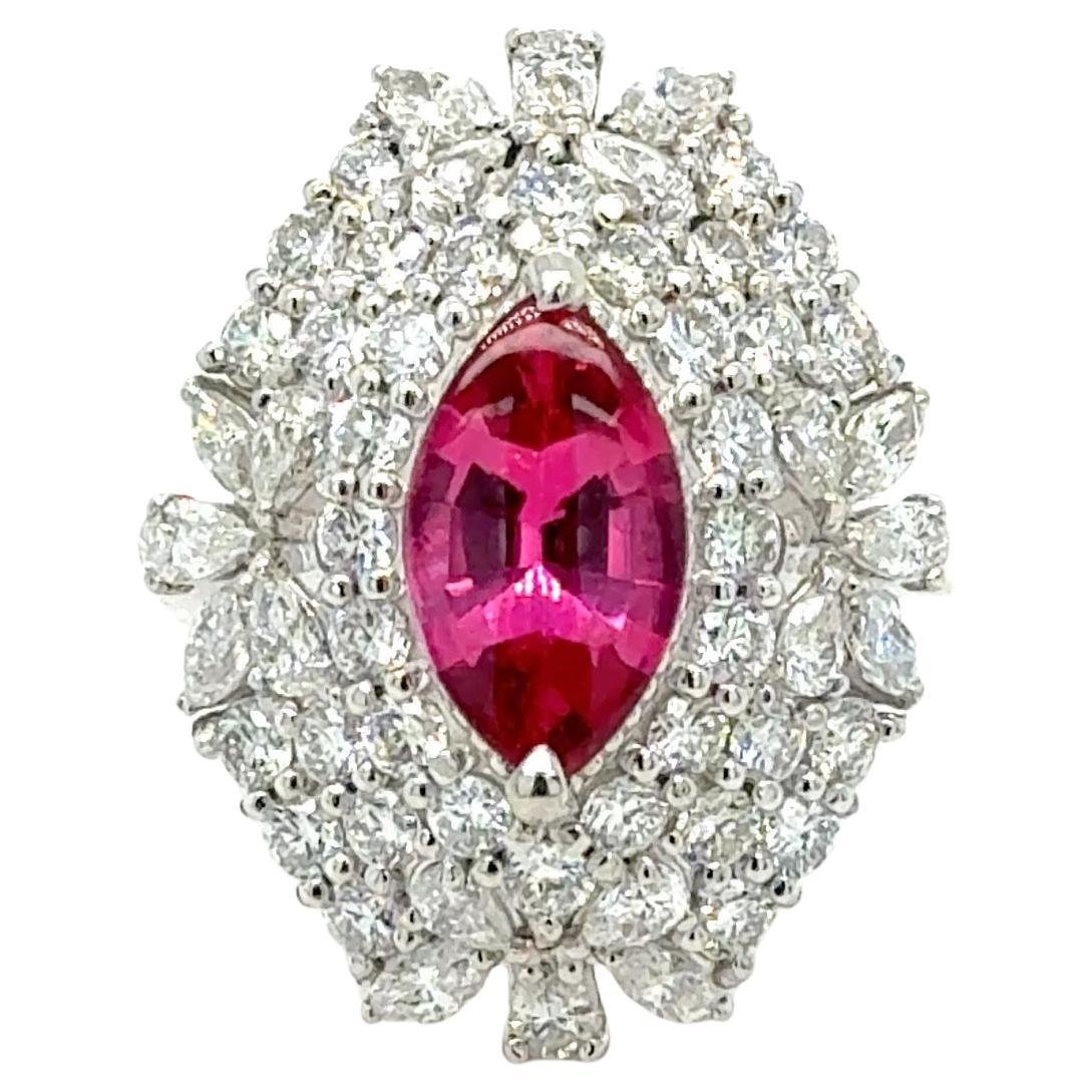 Anello in platino con diamante e spinello della Tanzania certificato GIA da 1,42 carati di Bora 
Co in vendita