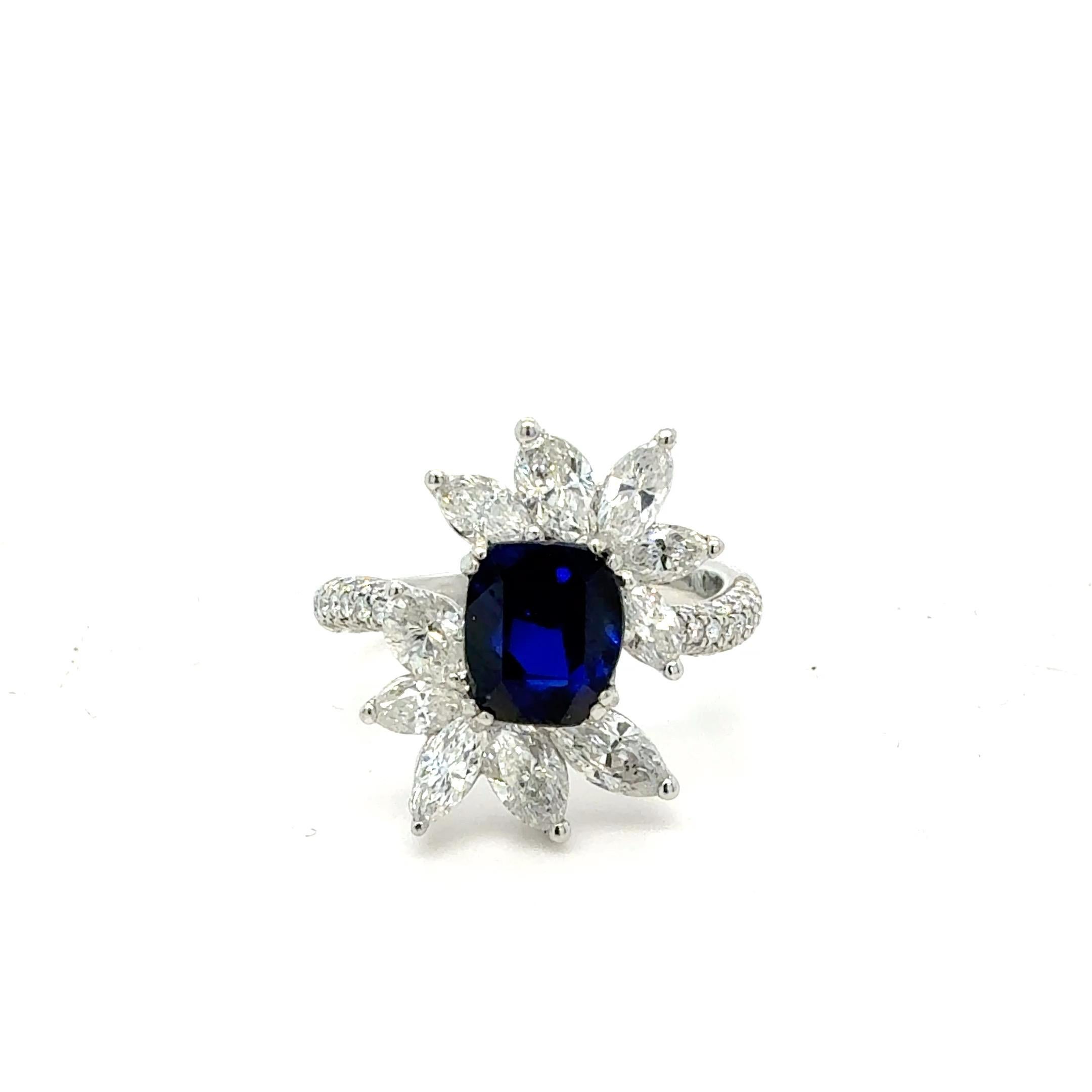 Bora & Co Bague en platine certifiée GIA avec saphir bleu et diamant de 2,30ct

Symbole captivant d'élégance et de raffinement, cette bague Bora & Co est ornée d'un saphir bleu naturel de 2,30 carats certifié GIA, réputé pour sa teinte profonde et