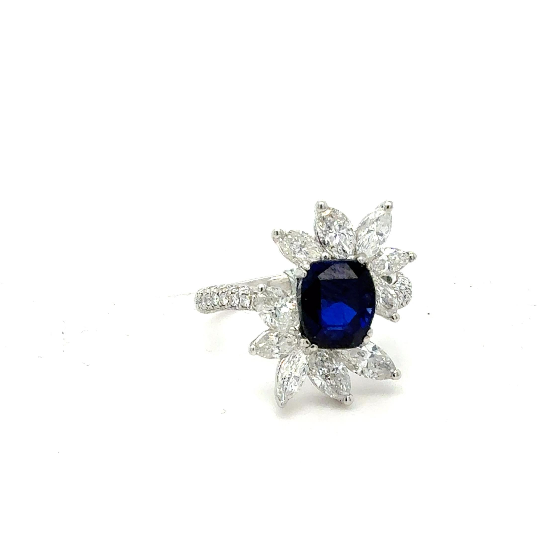 Taille brillant Bora & Co Bague en platine certifiée GIA avec saphir bleu et diamant de 2,30ct en vente
