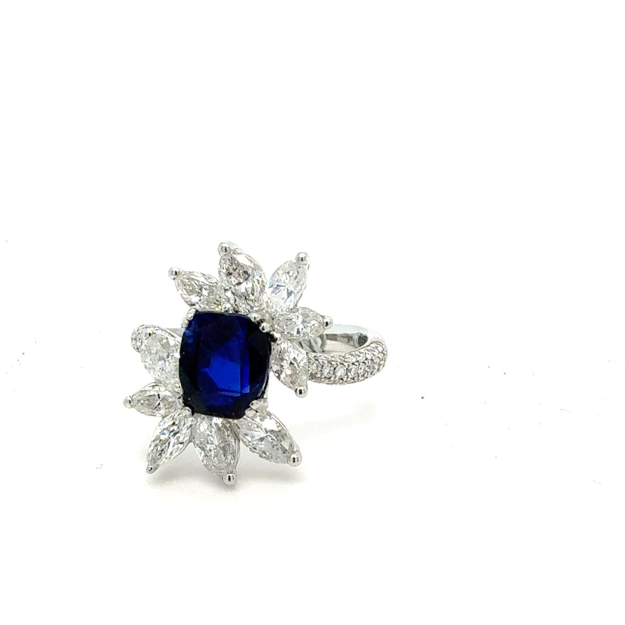 Bora & Co Bague en platine certifiée GIA avec saphir bleu et diamant de 2,30ct Neuf - En vente à New York, NY