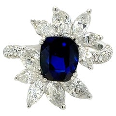 Bora 
Co Bague en platine certifiée GIA avec saphir bleu et diamant de 2,30ct