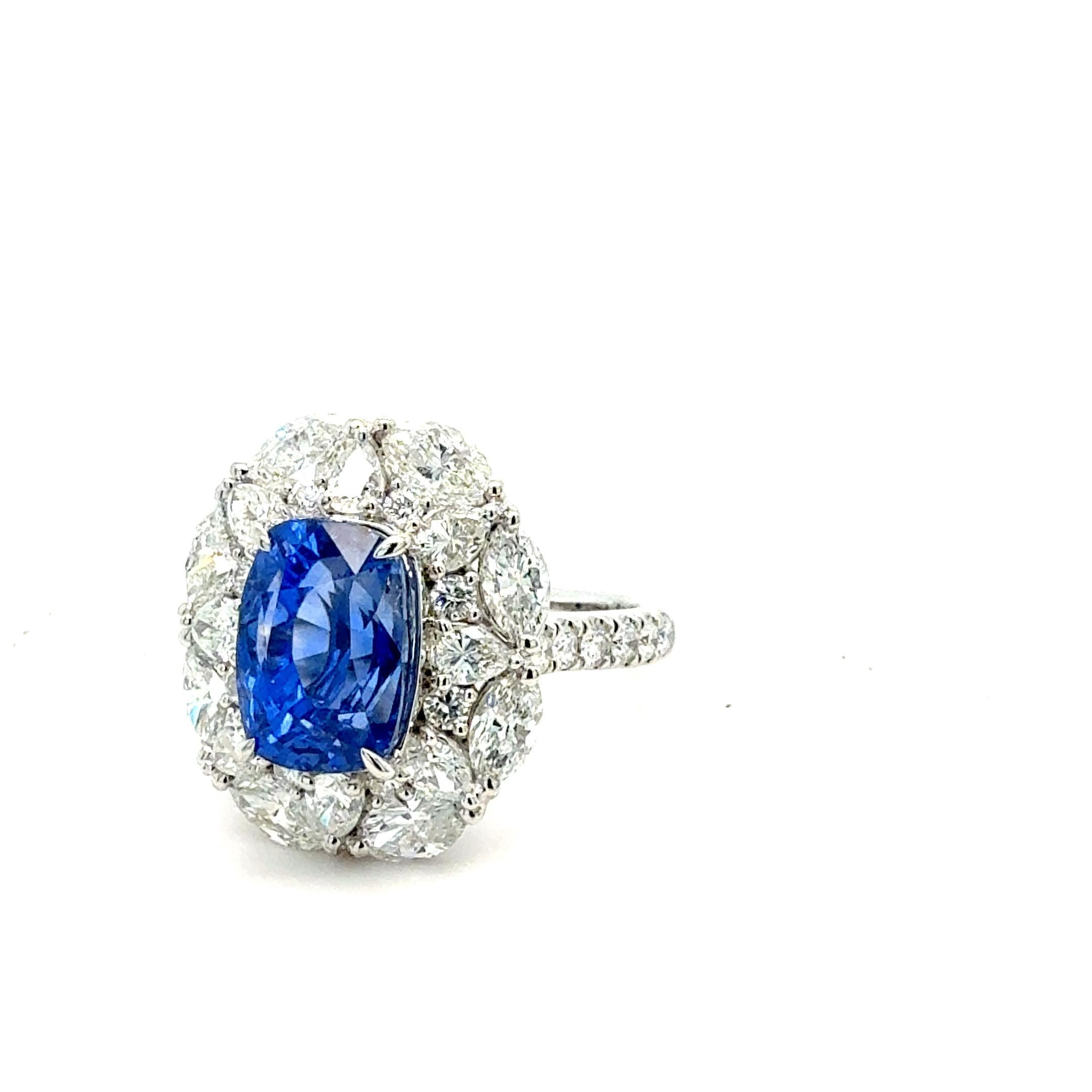 Anello con zaffiro blu e diamante naturale di 6.02 ct certificato GIA da Bora & Co In condizioni Nuovo in vendita a New York, NY