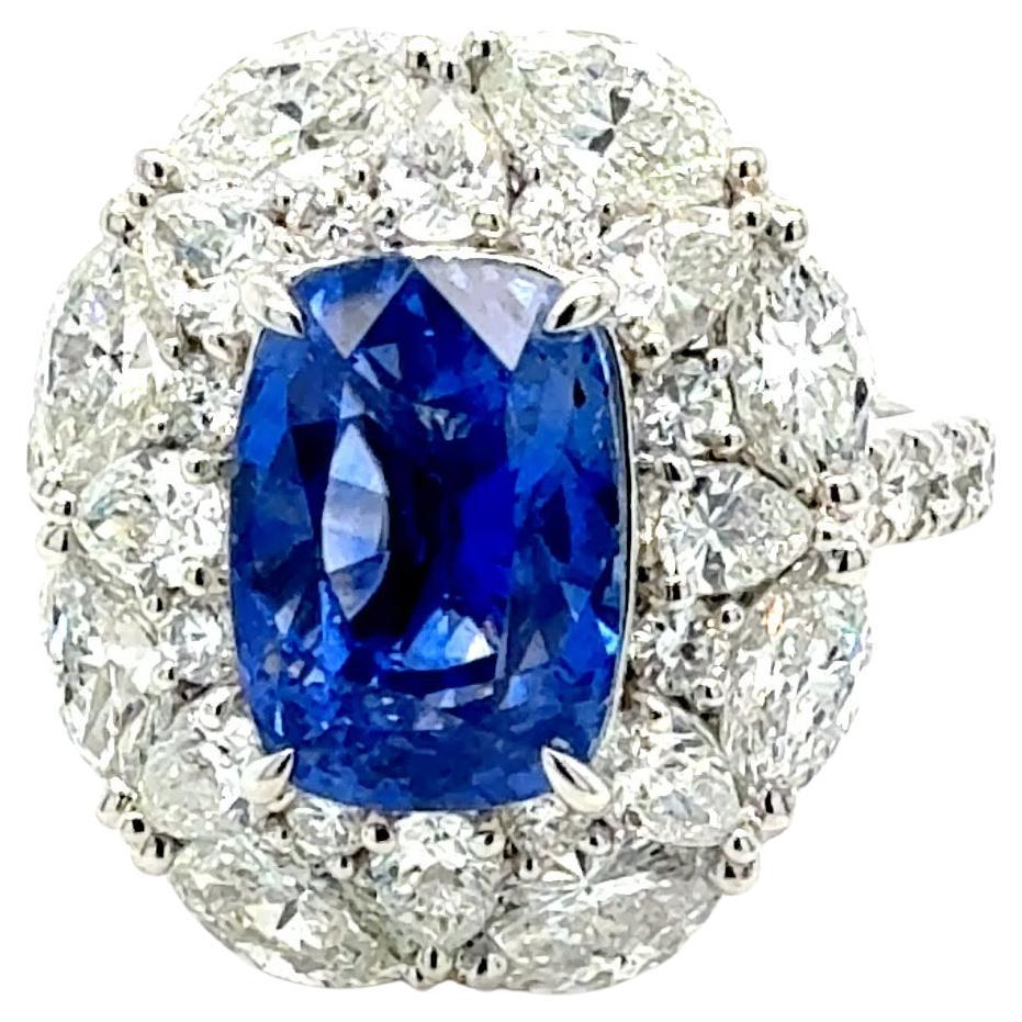 Bora 
Co Bague certifiée GIA 6.02ct saphir bleu et diamant naturel