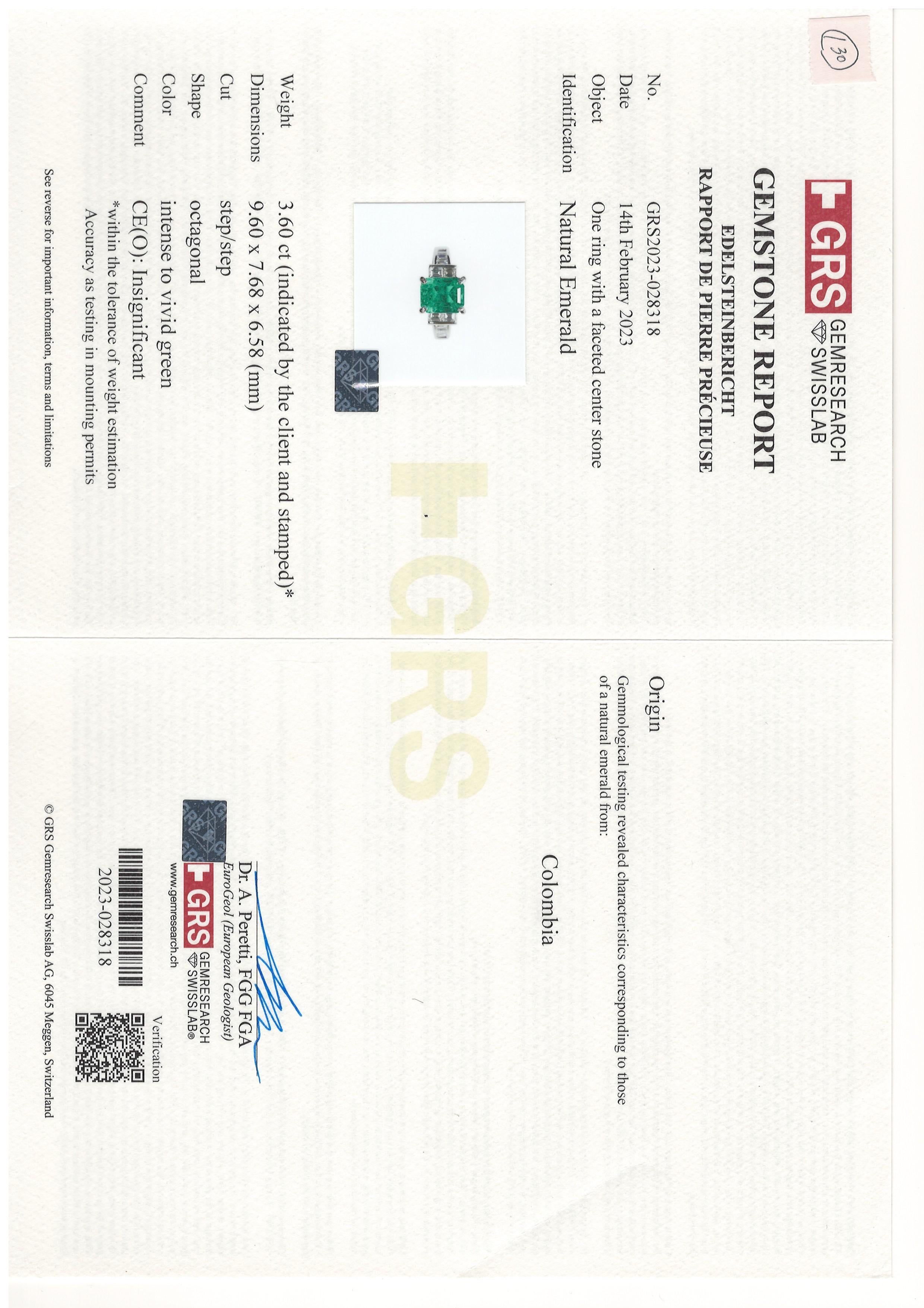 Bora & Co Bague certifiée GRS 3.60ct émeraude colombienne et diamant Pour femmes en vente