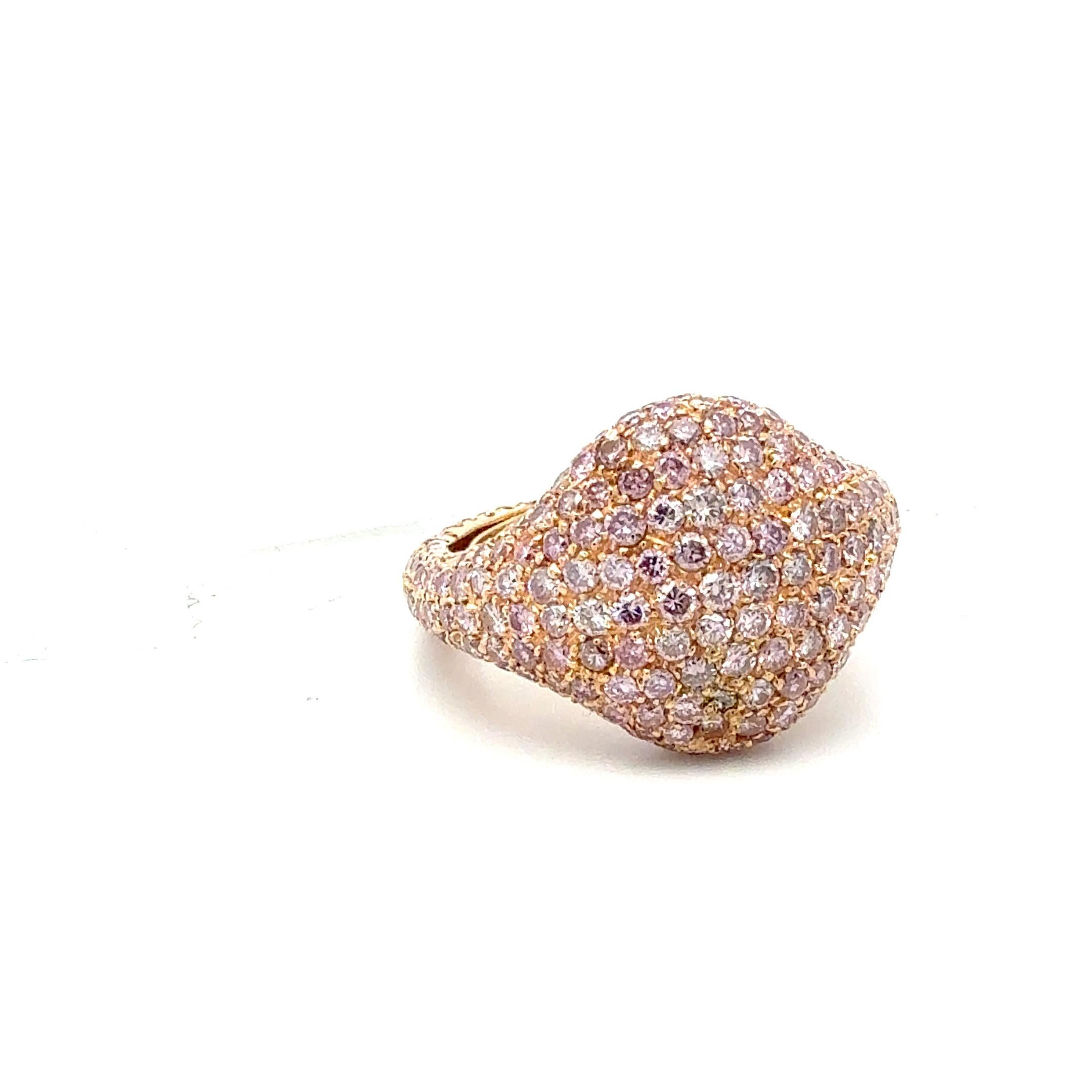 Bora & Co Natürlicher Pink Diamond Ring & 18K Gelbgold Ring (Rundschliff) im Angebot