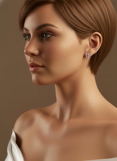 SigridB. Stud Earrings "Bora" HS SI Brilliants Purple Amethyst 18k White Gold