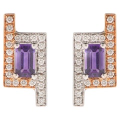 "Bora", Boucles d
oreilles en or blanc et rose 18k,  HS SI Brilliantes 
Améthyste.