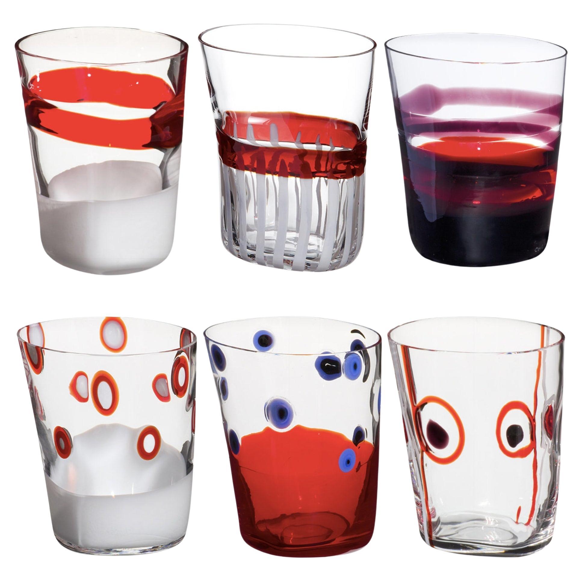 Bora Set von 6 roten Gläsern N. 1, Bora im Angebot