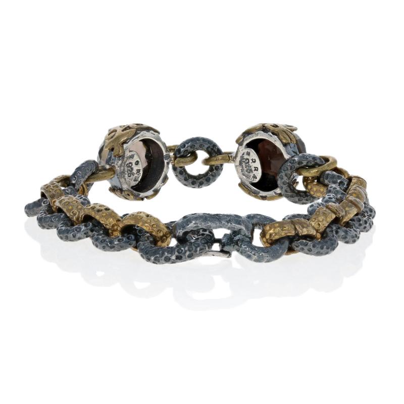 Bora Smoky Quartz Bracelet, Sterling Silver and Bronze Chain Women's 1