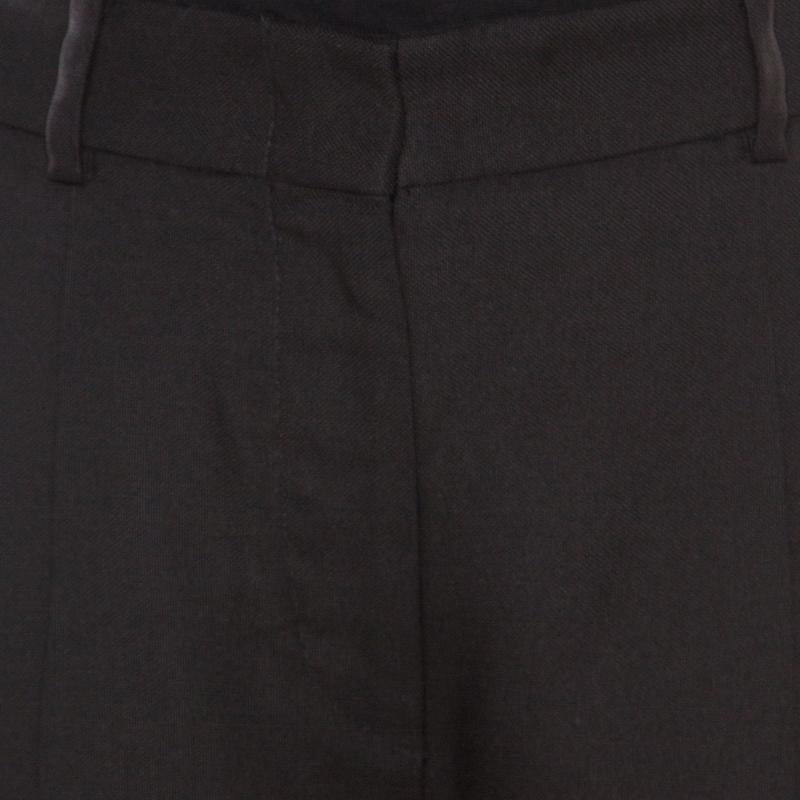 Women's Borbonese Black Satin Paneled Straight Fit Trousers M For Sale