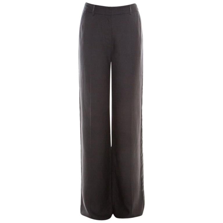 Borbonese Black Satin Paneled Straight Fit Trousers M For Sale