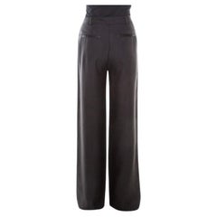 Pantaloni Borbonese neri con pannelli in raso dal taglio dritto M