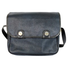 Borbonese Blue Leather Redwall Shoulder Bag